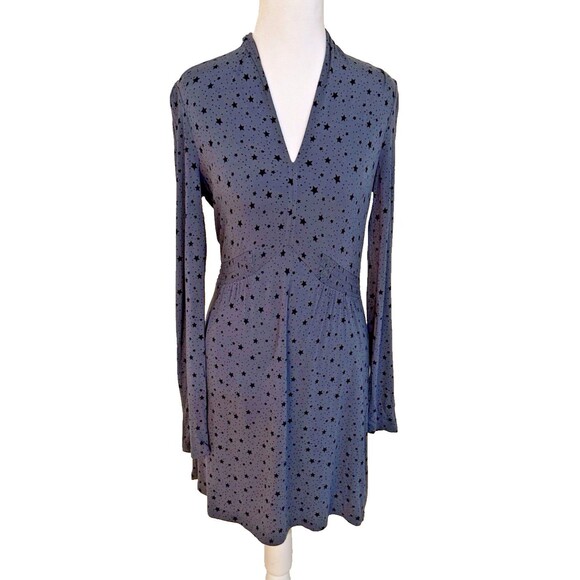 Boden Betty Dress Size 2 Gray Black Cosmic Stars Soft STRETCHY Swingy Comfy - Picture 1 of 12
